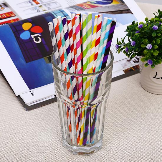 Bekalan Parti Kertas Striped Minum Jerami