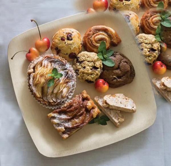 Disposable Bamboo Style Square Plates