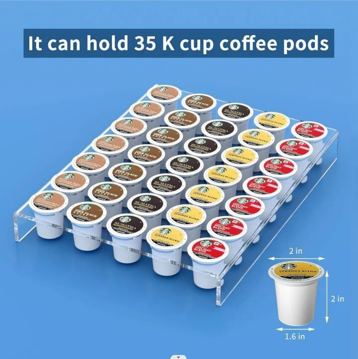 Acrylic K Cup Drawer Organizer Countertop 35 Coffee Capsules Coffee Pod Holder