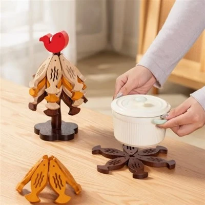 Bamboo Coaster Pokok Krismas & Set Trivet Ikan