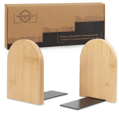 Bamboo Office Heavy Duty Non-Slip Bookends