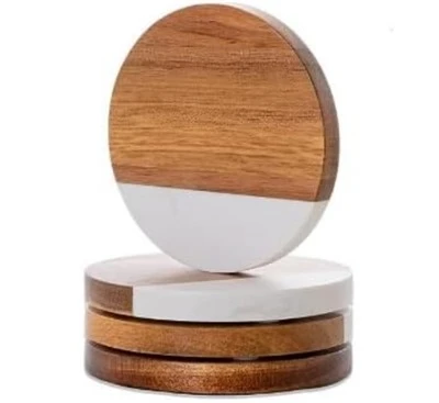 Marble Splicing Wood Placemat Round Coaster